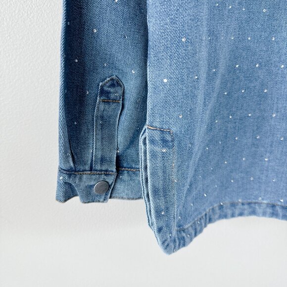 Stoosh Vintage Denim Studded Rhinestone Shacket NWT! Western jean jacket large - Picture 12 of 16